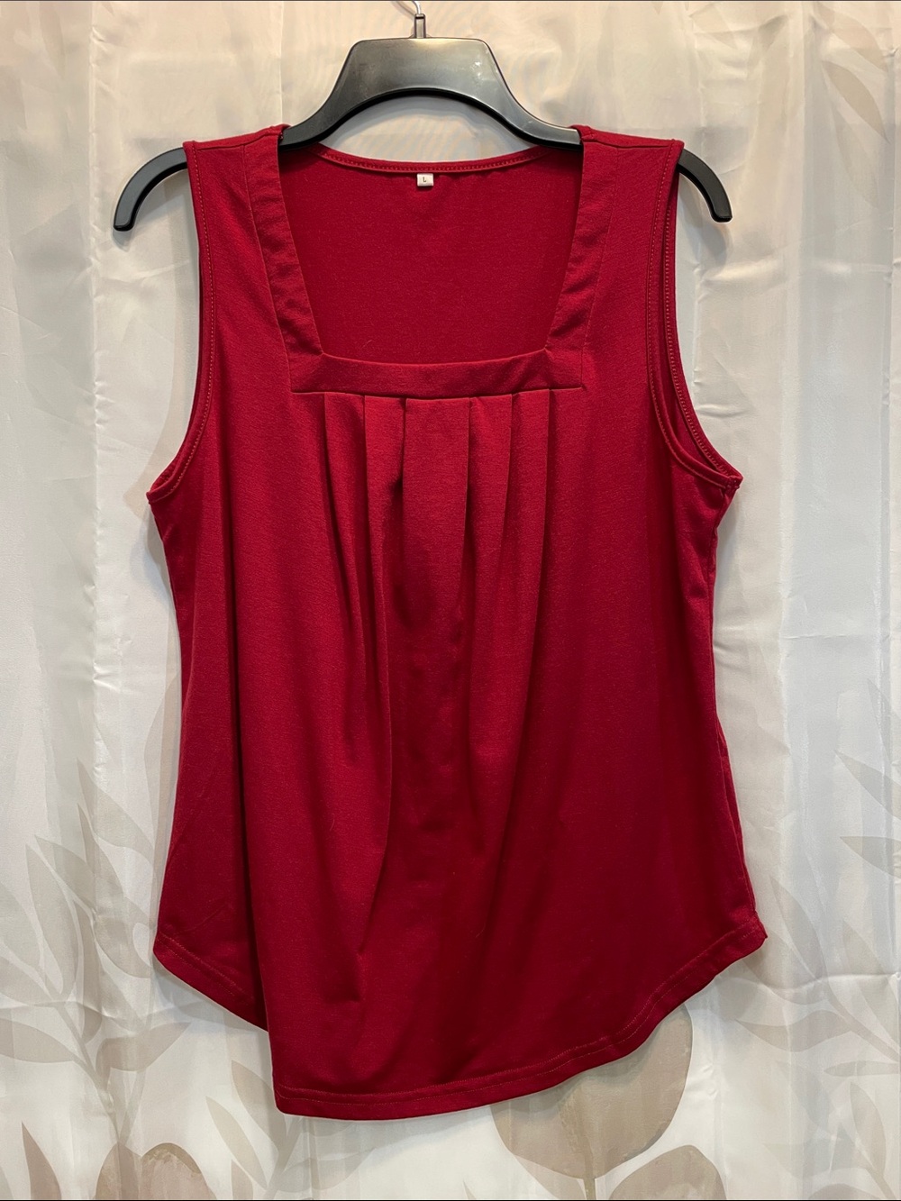 Sleeveless Square Neck Pleated Tank Top